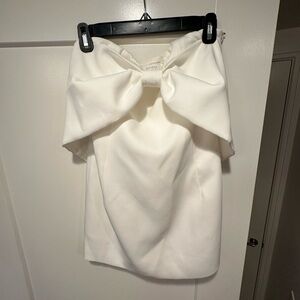 Meshki Gwyneth Off Shoulder Bow Mini Dress